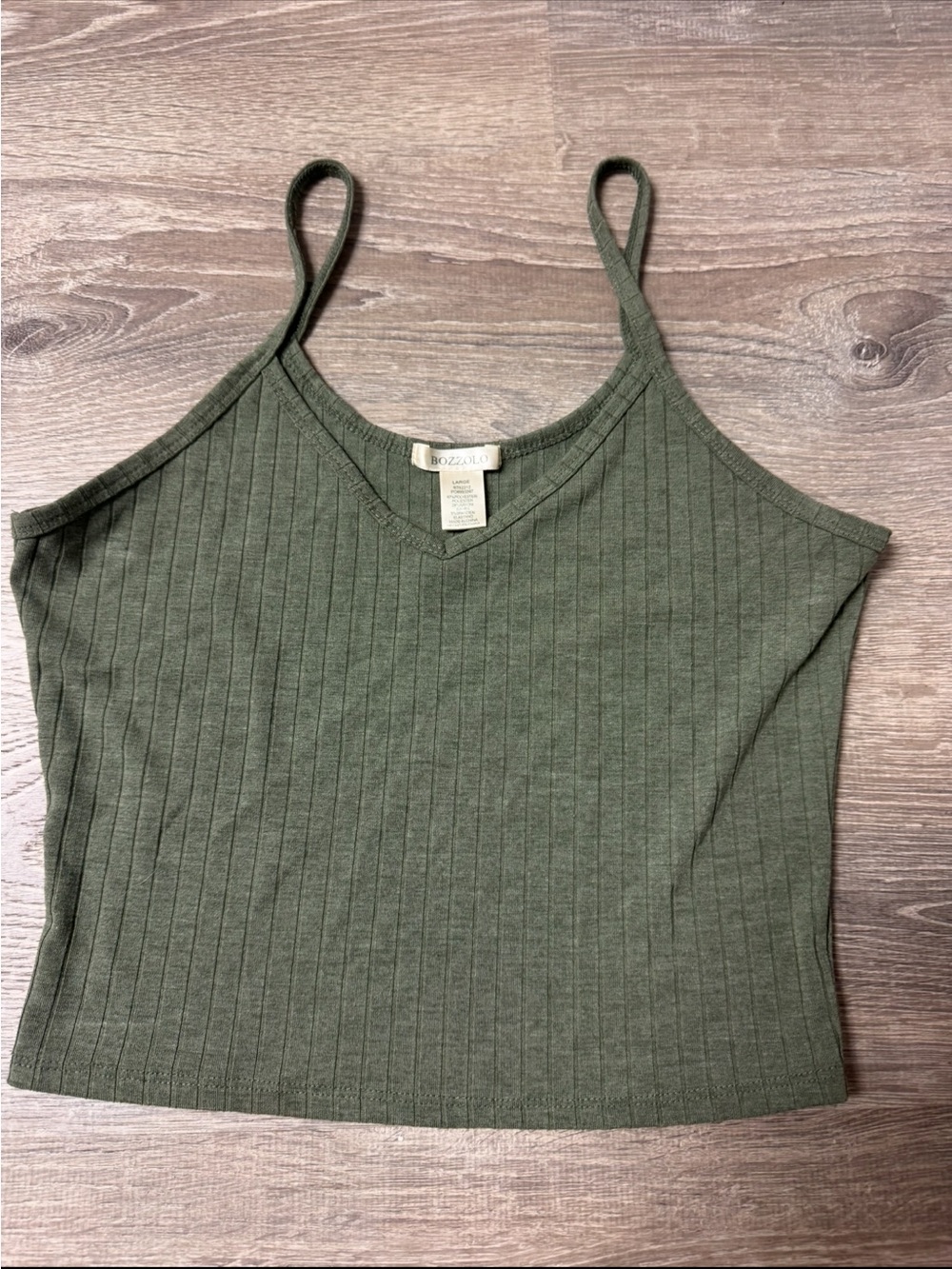 Bozzolo Olive Ribbed V-Neck Camisole Tank